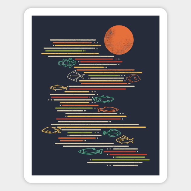 Lines of Fish Magnet by rmtees